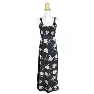 Joule Vintage 90s Dark Floral Smocked Maxi Dress